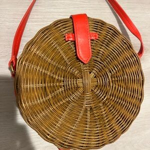 J. Crew Red and Brown Woven Crossbody Bag